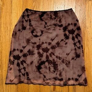 PrettyLittleThing Brown Tie-Dye Mini Skirt